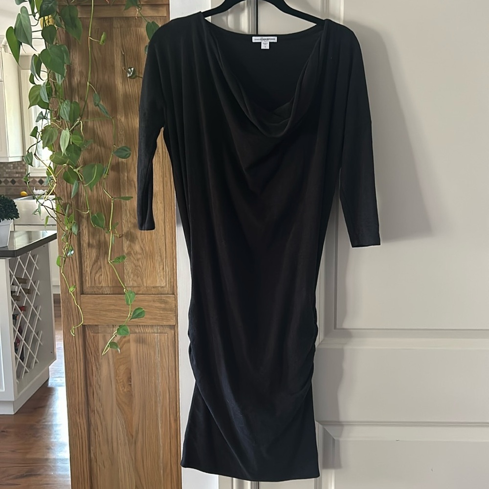 🎀 JAMES PERSE charcoal grey jersey knit ruched midi dress small